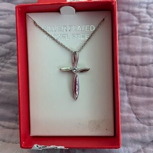 Silver plated nickel free cross red box from target